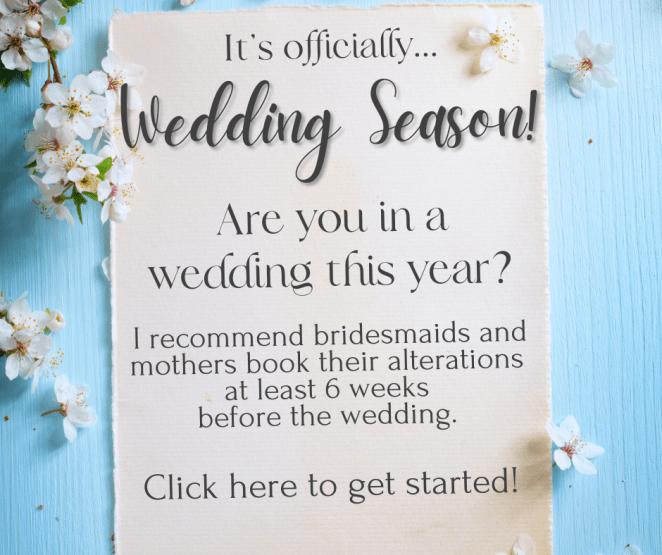 Book your fitting online at least 6 weeks before the wedding for mothers and bridesmaids